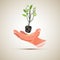 Plant with the hand. save the tree concept -