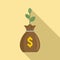Plant money bag icon, flat style