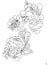 Plant ornament Flower arrangement sketch black and white for coloring in Russian folk art style Khokhloma black and white