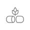 Plant with pill, herbal medicine line icon.