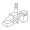 The plant with the pipe.Factory on processing of minerals from the mine.Mine Industry single icon in outline style