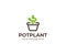 Plant in the pot logo template. Flowerpot and sprout vector design