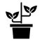 Plant in pot solid icon. Sprout vector illustration isolated on white. Gardening glyph style design, designed for web
