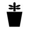 Plant in pot solid icon. Sprout vector illustration isolated on white. Growing plant glyph style design, designed for