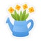 Plant pot spring or springtime single isolated icon with sticker outline cut style