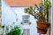 Plant pot and typical houses in Obidos