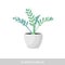 Plant in pot. Zamioculcas flower. Flat style