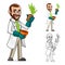 Plant Scientist Cartoon Character Inspecting The Roots of a Plant