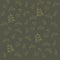 Plant set. Seamless floral pattern in golden and marsh color