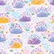 Plant shell know shy mushroom seamless pattern