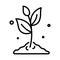 Plant in soil isolated outline icon, gardening and agriculture