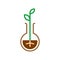 Plant sprout in a flask line style symbol. Nature care concept sign