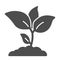 Plant sprouts solid icon, agriculture concept, Young growth with leaves sign on white background, seedling icon in glyph