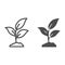 Plant sprouts with three leaves line and solid icon, Gardening concept, Young growth sign on white , plant growing in