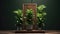 a plant thriving in a wooden pot, creating a vertical gardening background, offering an ideal interior design backdrop