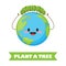 Plant a tree banner with cute planet