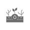 Plant with weeds, weed control grey icon.