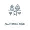 Plantation field vector line icon, linear concept, outline sign, symbol