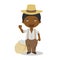 Plantation slave cartoon character with a cotton sack. Vector Illustration.