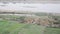 Plantation of various green fields near the Yamuna river aerial view. Delhi India