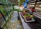 planting table behind the greenhouse is a workplace for planting and