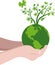Planting tree globe eco concept