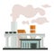 Plants and factories smoke, chimneys or pipes, isolated icon