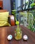 Plants in glass bottle home decoration