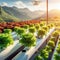 Plants grown on hydroponics in sunlight