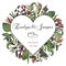 Plants, leaves, branches, brunia, blooming eucalyptus, leucadendron, gaultheria, salal, jatropha vector design frame.Valentines,