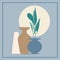 Plants in the pots. Vector vase background