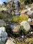 Plants and rocks in a man-made stream