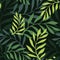 Plants seamless pattern. green lush tropics, large branches