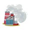 Plants Smoke Polluting Environment Vector Illustration. Industrial Smog and Factory Smoke Clouds