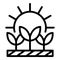 Plants under sun icon, outline style