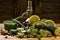 Plants used in alternative medicine: aloe vera and honey, ginger and pomegranate, kiwi and lemon, cucumber and avocado,