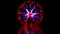 Plasma ball discharge lamp with high voltage lightning. Looped