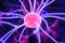 Plasma ball with many energy rays inside - close up