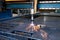 Plasma cutting machine, flame with sparks, metal cut process, metal cutting