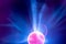 Plasma electric ball lightning lamp. Fascinating space video  close-up