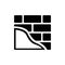 Plaster on brick wall icon. black isolated