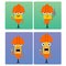 Plasterer characters with orange helmet