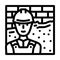 plasterer worker line icon vector illustration