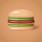 Plastic 3D burger. Toy stylish hamburger, vector illustration.