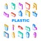 Plastic Accessories Collection Icons Set Vector