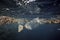 Plastic bag drifting over coral reef underwater