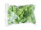 Plastic bag with frozen broccoli on white background. Vegetable preservation