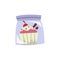 Plastic bag with sweet cupcake dessert, cartoon flat vector illustration isolated on white background.