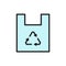 Plastic bag, waste recycling, trash flat color line icon.