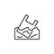 Plastic bag water pollution line icon